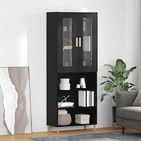 vidaXL Skåp Väggmonterad 2 pcs Svart Ek Konstruerat trä