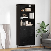 vidaXL Skåp Väggmonterad med låda 2 pcs Svart Ek Konstruerat trä