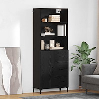 vidaXL Sideboard Väggmonterad med låda 2 pcs Svart Ek Konstruerat trä