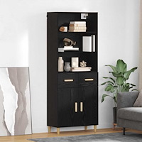 vidaXL Skåp med låda 2 pcs Svart Ek 69,5 x 34 x 180 cm Konstruerat trä