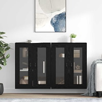 vidaXL Väggmonterade Skåp 2 pcs Svart Ek 69,5 x 34 x 90 cm