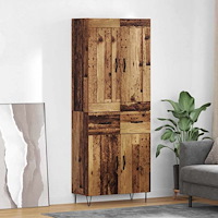 vidaXL Skåp med låda Gammalt trä 69,5 x 34 x 180 cm Konstruerat trä