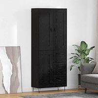 vidaXL Skåp med låda Svart Ek 69,5 x 34 x 180 cm Konstruerat trä