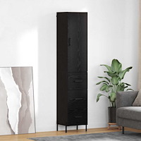 vidaXL Skåp med låda Svart Ek 34,5 x 34 x 180 cm Konstruerat trä