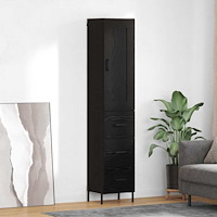 vidaXL Skåp med låda Svart Ek 34,5 x 34 x 180 cm Konstruerat trä