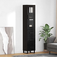 vidaXL Skåp med låda Svart Ek 69,5 x 34 x 180 cm Konstruerat trä