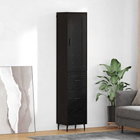 vidaXL Skåp med låda Svart Ek 34,5 x 34 x 180 cm Konstruerat trä