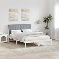 vidaXL Sängram med huvudgavel Ljusgrå 140 x 190 cm Massiv furu