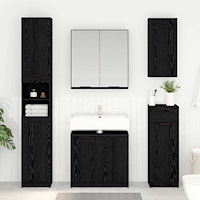 vidaXL Badrumsskåp Svart Ek 64,5 x 33,5 x 59 cm Konstruerat trä