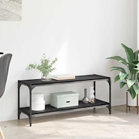 vidaXL TV-skåp Svart Ek 100x33x41cm Konstruerat trä och järn