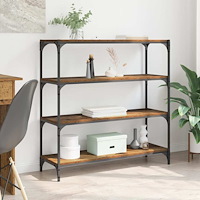 vidaXL Bokskåp Gammalt trä 100 x 33 x 100 cm Konstruerat trä och järn