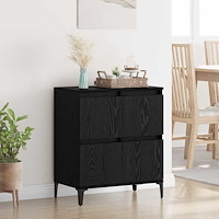 vidaXL Sideboard Svart Ek 60 x 35 x 70 cm Konstruerat trä och järn