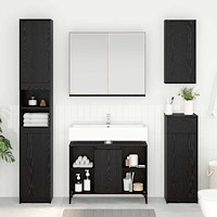 vidaXL Diskbänksskåp Svart Ek 80 x 33 x 60 cm Konstruerat trä och järn