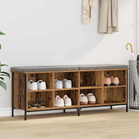 vidaXL Skoskåp Gammalt trä 131 x 35 x 50 cm Konstruerat trä och järn