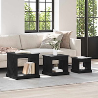 vidaXL Kaffeebord 3 pcs Svart Ek Konstruerat trä