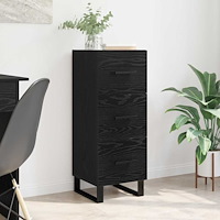 vidaXL Sideboard Svart Ek 34,5 x 34 x 90 cm Konstruerat trä och järn