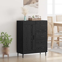 vidaXL Sideboard Svart Ek 69,5 x 34 x 90 cm Konstruerat trä och järn