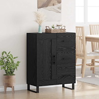 vidaXL Sideboard Svart Ek 69,5 x 34 x 90 cm Konstruerat trä och järn