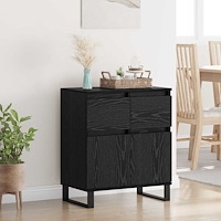 vidaXL Sideboard Svart Ek 60 x 35 x 70 cm Konstruerat trä och järn