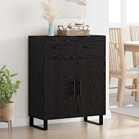 vidaXL Sideboard med låda Svart Ek 69,5 x 34 x 90 cm Konstruerat trä