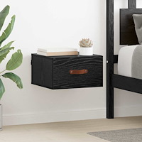 vidaXL Väggmonterad sänggavel Svart Ek 35 x 35 x 20 cm Konstruerat trä