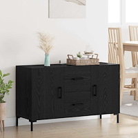 vidaXL Sideboard med låda Svart Ek 100 x 36 x 60 cm Konstruerat trä