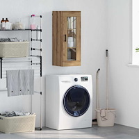 vidaXL Väggskåp Artisan Ek 34,5 x 34 x 90 cm Konstruerat trä och glas