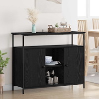 vidaXL Sideboard Svart Ek 100 x 35 x 80 cm Konstruerat trä