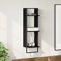 vidaXL Vägg hylla med hylla Svart Ek 30 x 25 x 100 cm Konstruerat trä