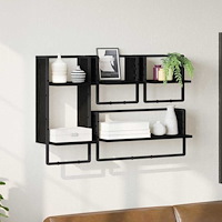 vidaXL Vägghyllset 4 pcs Svart Ek 65 x 25 x 30 cm Konstruerat trä