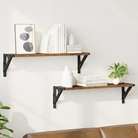 vidaXL Vägg hyllor 2 pcs Gammalt trä 60 x 15 x 15,5 cm Konstruerat trä
