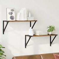 vidaXL Vägg hyllor 2 pcs Gammalt trä 60 x 25 x 25,5 cm Konstruerat trä