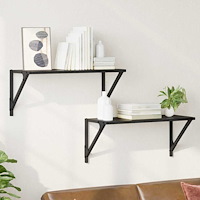 vidaXL Vägg hyllor 2 pcs Svart Ek 60 x 25 x 25,5 cm Konstruerat trä