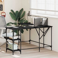 vidaXL Skrivbord Svart Ek 139 x 139 x 75 cm Konstruerat trä