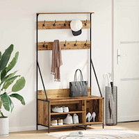 vidaXL Klädhängare Gammalt trä 100 x 41 x 184 cm Konstruerat trä