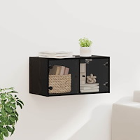 vidaXL Väggskåp Väggmonterad Svart Ek 68 x 37 x 35 cm Konstruerat trä