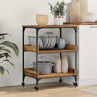 vidaXL Köksvagn Gammalt trä 60 x 41 x 80.5 cm Konstruerat trä