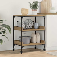 vidaXL Köksvagn Artisan Ek 60 x 41 x 80.5 cm Konstruerat trä