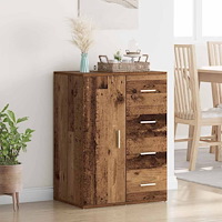 vidaXL Sideboard med låda Gammalt trä 59 x 39 x 80 cm Konstruerat trä