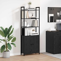 vidaXL Bokskåp Svart Ek 60 x 24 x 161 cm Konstruerat trä