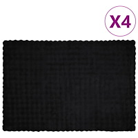 vidaXL Faux Kaninpäls Filt 4 pcs Svart 150 x 220 cm Polyester