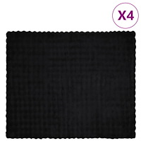 vidaXL Faux Kaninpäls Filt 4 pcs Svart 220 x 240 cm Polyester