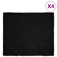 vidaXL Faux Kaninpäls Filt 4 pcs Svart 240 x 270 cm Polyester