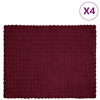 vidaXL Faux Kaninpäls Filt 4 pcs Bordeaux Röd 130 x 150 cm Polyester