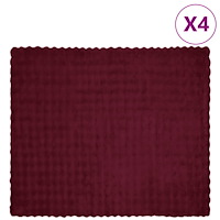 vidaXL Faux Kaninpäls Filt 4 pcs Bordeaux Röd 240 x 270 cm Polyester