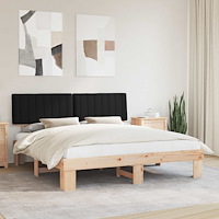 vidaXL Sängram med Klädd Huvudgavel Svart 180 x 200 cm Massiv furu