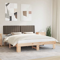 vidaXL Sängram med Klädd Huvudgavel Taupe 180 x 200 cm Massiv furu