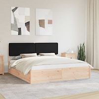 vidaXL Sängram med Klädd Huvudgavel Svart 200 x 200 cm Massiv furu