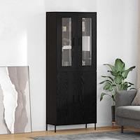 vidaXL Skåp Väggmonterad Svart Ek 69,5 x 34 x 180 cm Konstruerat trä