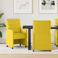 vidaXL Matstolar med hjul med hjul 2 pcs Gul 58 x 67 x 97 cm Sammet